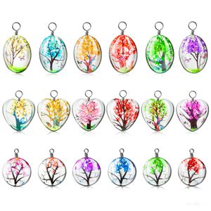 Pendants Dried Flower Pendant Tree Charms Mixed Colors Lacework Transparent Resin Plant Charm Pressed Glass Beads Water Drop For Diy Amgw6