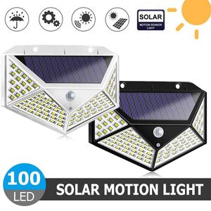 Utomhusvägglampor Solarlampa LED -ljus Powered Sunlight Waterproof Pir Motion Sensor Street för trädgårdsdekoration