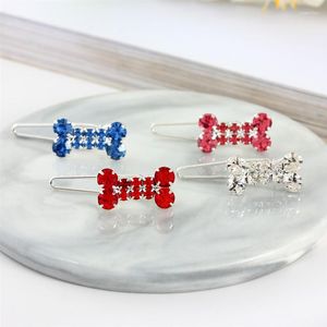 Dog Apparel Rhinestone Bone Hair Clip Pet Accessories Supplies Long-haired