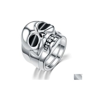 Cluster Rings Punk Skl Men Ring Hip Hop Wedding For Women Male Jewelry Drop Delivery Dhmau