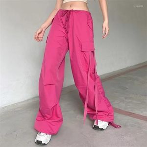 Women's Pants Low Waist Loose Overalls Personalized Multi Slit Bag Elastic Bound Feet Dance Casual For Women Autumn 2023