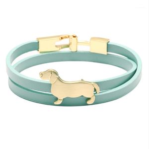 Bangle Woemen BraccialiBangles Arrivo Semplice cinturino in lega di cuoio PU Forma di cane L'avvolgimento multistrato può essere usato come collane1