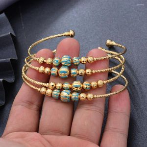 Bangle 4pcs/Lot 24k Dubai Två guldfärg Bangles Armband för Women Girl African Eritrea Wedding Bridal Bangels smycken justerbar