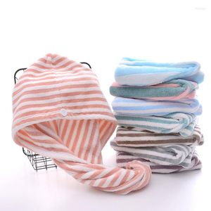 Asciugamano Velluto Corallo A Strisce Ad Asciugatura Rapida Assorbente Berretto Per Capelli Secchi Ispessito Sacchetto Regalo In Microfibra Da Donna Foulard