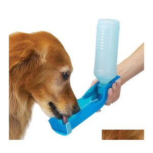 Alimentadores de tigelas de cachorro 500 ml port￡til gato de animais de estima￧￣o ao ar livre tigela de ￡gua alimentador de garrafa de garrafa de bebida de bebida pp entrega de gota home ga dhw29