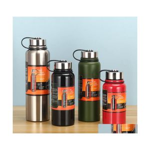 Tumbler 800ml Vakum Spor Şişesi Paslanmaz Çelik Sızdırmaz Sızıntı Kanıtı Geniş Ağız Su Açık Seyahat Kupa Damlası Ev Bahçesi Dhoe7