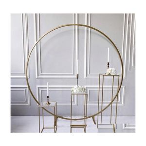 Party Decoration Grandevent Geometric Props Wedding Backdrops Arch Flower Outdoor Lawn Flowers Door Balloons Rack Iron Circle Sash D Dhjvh