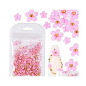 Decorações de arte da unha 2g/bolsa 3d jóias de flores rosa Mataduras de bola de aço para acessórios profissionais Diy Manicure Design D DHQES