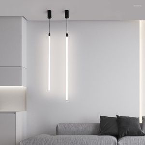 Lampadari FSS Lampadario moderno nordico Lampada da atmosfera semplice Minimalista Soggiorno Camera da letto Luce da comodino Striscia lunga Piccola