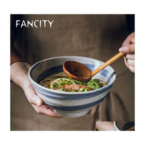 Bowls Japanesestyle Ceramic Noodle Bowl Household Large Size Rice Soup Restaurant Commercial Creative Tablew Drop Delivery Home Gard Dhdxm