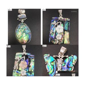Colares pendentes Moda Zeal￢ndia abalone Shell Butterfly Oblong Flower Art Mulheres Mulheres Mercena WB665 J￳ias Drop Deliver