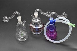 Mini glass water pipe Thick Nano Bubbler Oil Rig Heady Glass Dab Rigs Bongs Recycler Pyrex 10cm ash catcher Bongs with Hose and Pot Bowl