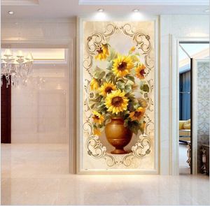 Tapety niestandardowe po kwiatach malowidła ścienne duży wystrój malowanie salonu w korytarzu Papel de Parede 3D