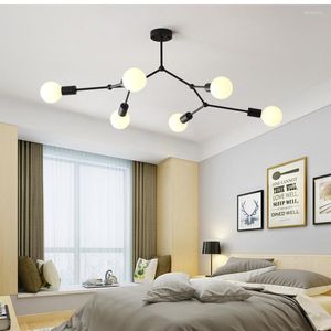 Chandelins criativos modernos lustres de teto nórdico iluminação interna para jantar de quarto E27 Filas de estudo de cozinha galhos de decoração de casa acessório de decoração