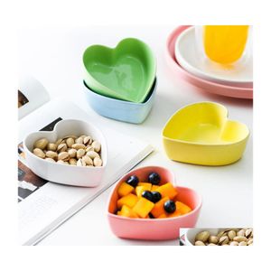 Bowls Nordic Ceramic Heart Shape Baking Plate Steamed Egg Dish Breakfast Cereal Fruit Salad Bowl Dessert Soup Noodles Tableware Drop Dhgfv