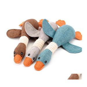 Dog Toys Chews Lovely Cat Puppy Pet Chew Toy Animals Geese Plush Cartoon Bite Linen Cloth Wild Goose Squeak Drop Delivery Home Gar Dhkon