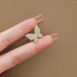 Backs Earrings 1PCS Korean Crystal Butterfly Clip For Women No Ear Hole Gold Color Jewelry Earcuffs Fake Piercing Cartilage Earring