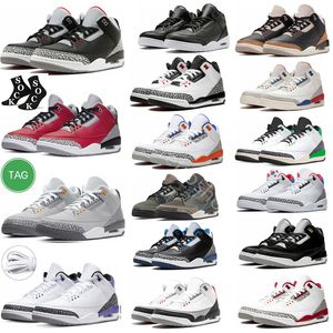 Lässige Basketballschuhe für Herren 3 3s Fire Red Cardinal Pine Green Racer Blue Cool Grey Medium UNC Free Throw Line Black Cement White Herrensport JordrQn