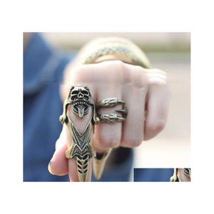 Band Rings Western Style Accessories for Women Fashion Jewelry Punk Rock Retro Individualitet Skl Knuckle Copper Color 12pcs/Lot Drop Dh2ns