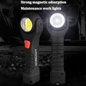 Torce Torce Coda magnetica Testa a doppia sorgente luminosa bianca/rossa Girevole a 360 gradi Luci di ispezione ricaricabili USB