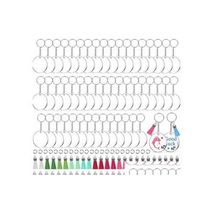 Portachiavi Cordini 50 Pz/lotto Acrilico Portachiavi Spazi Trasparenti Rotondi Trasparenti Dischi Cerchi W/Metallo Split Anelli Portachiavi Con Colo Dh4Ta