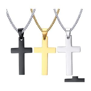 Pendant Necklaces 4 Colors Plated Men Link Chain Cross Solid Color Korean Version Choker Jewelry Gift Drop Delivery Pendants Dhhvj