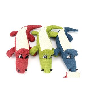 Dog Toys Chews Pet Toy Linen Plush Crocodile Animal Chew Squeaky Noise Cleaning Teeth Supplies Tough Interactive Doll Drop Deliver Dhttl