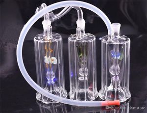 5 inch Recycler Dab Rig Led Light Glass Bongs Water Pipes 10mm Joint oil burner Bong Mini glass beaker bong with 10mm glass oil burner pipe