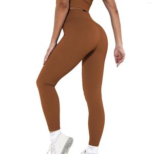 Women's Leggings Solid Color Womens Casual Ribbed High Waist Athletic Pants Workout Push Up Running Quick Drying Stretch 4