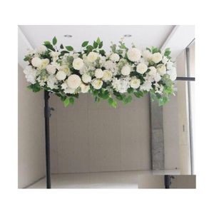 Flores decorativas grinaldas de 50cm de flor de flores de broca acanthosfera rosa eucalipto decora￧￣o de casamento peony hydrangea planta mistura arco artifici dhn6m