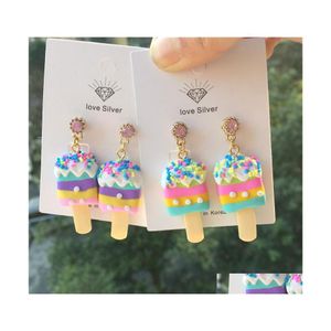 Dangle żyrandolowy kolorowy kremowe kolczyki dla kobiet kreatywne biżuterię kulinarną letnie wakacyjne kolczyki zabawne prezenty