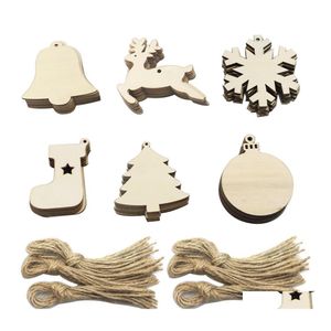 クリスマスの装飾10pcs diy木製の装飾空白の木製ディスクbk穴ドロップデリバリーホームガーデンフェスティブパーティーサプライdhb2x
