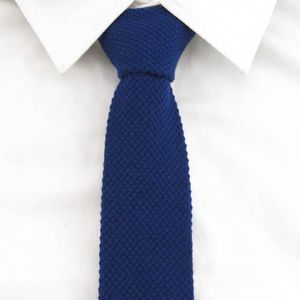 Bow więzi męskie krawat wełniany granatowy solidny, szczupły płaski krawat dla mężczyzn Leisure dzianina
