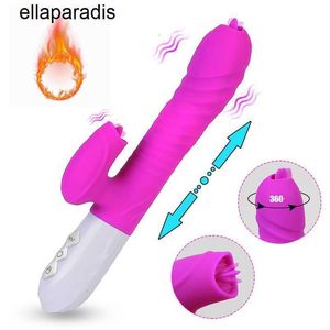 Sex Toys Massager 20 cm Stretching Slicking Vibrator för kvinnor uppvärmd dildo klitoris sucker vaginal anal plug kvinnlig masturbator vuxna