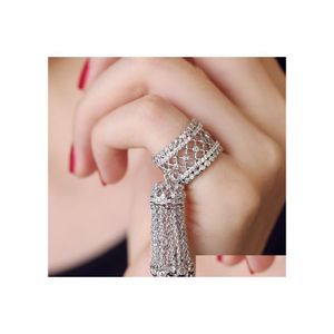 Charm Armband Luxury Sparkling Microinlaid Zircon Tassel Öppna Joint Body Tail Ring 047 Drop Leverans smycken DH4F6