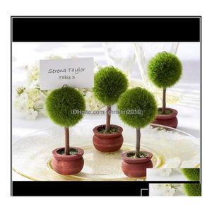 Party Decoration Event Supplies Festive Home Garden Wholesale Round Shaped Green Topiary Tree Po And Place Card Holder Wedding Favor Dhk7T