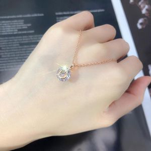 Pendant Necklaces Dazzling Crystal Round For Women Minimalist Diamond Women's Choker Neck Chain Rose Gold Trend Jewelry N496Pendant