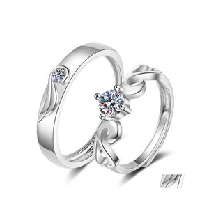 Cluster Anelli 2021 925 Sterling Silver Lovers Anello Ala Doppio Donne Uomini Coppie Regolabile Festival Festa Anniversario Regalo Drop Deliv Dhu6X