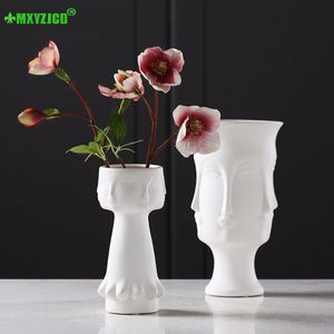 Vases Multi-faceted Girl Ceramic Vase Character Sculpture Decoration Flower Arrangement Container Garden Micro Landscape Potted