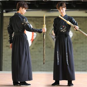 Roupas étnicas chinesas tradicionais trajes antigos hanfu artes marciais estilo retrô de manga longa saia longa saia draw back tassel strea