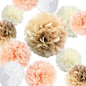 Flores decorativas 20pcs Papel de lenço de papel Pom Poms 14 