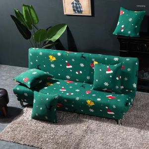 Stuhlabdeckungen 2023 Weihnachtsdekoration Armloses Sofa Bett für Wohnzimmer 2 3-Sitzer Couch Deckung ohne Armlehnen Stretch Folding Futon