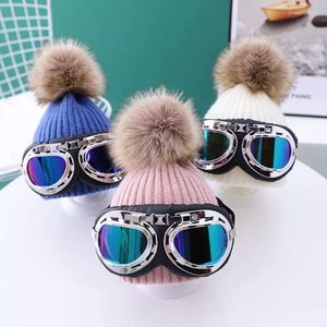 Berets Fashion Knitted Hat For Women Kids Glasses Wool Cap Warm Fleece Knited Winter Hats Adult