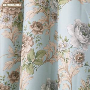 Tenda Fiori Jacquard Villaggio Pastorale Americano Tende per porte e finestre per soggiorno e camera da letto Tulle ad alto tasso di ombreggiatura