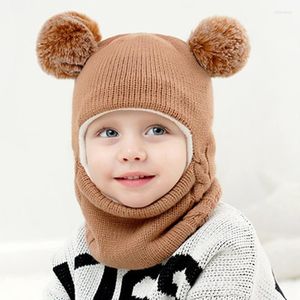 Berets Hooded Hat Toddler Baby Snow Hats Girl Hood Skull Caps Winter Fleece Lined Girls Boys Earflap 1-7T