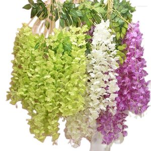 Flores decorativas 12 PCs Decoração de casamento Simulação de cordas de flores artificial Decoração de corredor pendente de teto