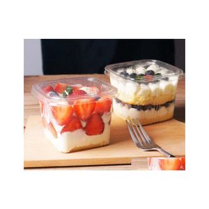 Cake Tools Clear Box Container Transparent Cream Plastic Package With Lid Cheese Ice Fruit Mousse Packaging Sn2611 Drop Delivery Hom Dhoi3