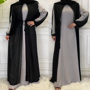 Ethnische Kleidung Abaya Dubai Kimono Strickjacke Türkei Hijab Muslim Kleid Europa Kleider Abayas für Frauen Kaftan Arabisch Kaftan Islam Robe