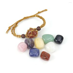 Pulseira por atacado 12pcs/lotes de mão marrom marrom Ótimo Cristal natural Agates Reiki Pulseira de cura com suporte retrátil ajustável