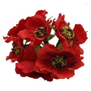 Flores decorativas Pappies de seda de alta calidad Camellia 5cm 60pcs/lote maíz artificial amapola hecha a mano pequeña decoración de bodas (rojo)